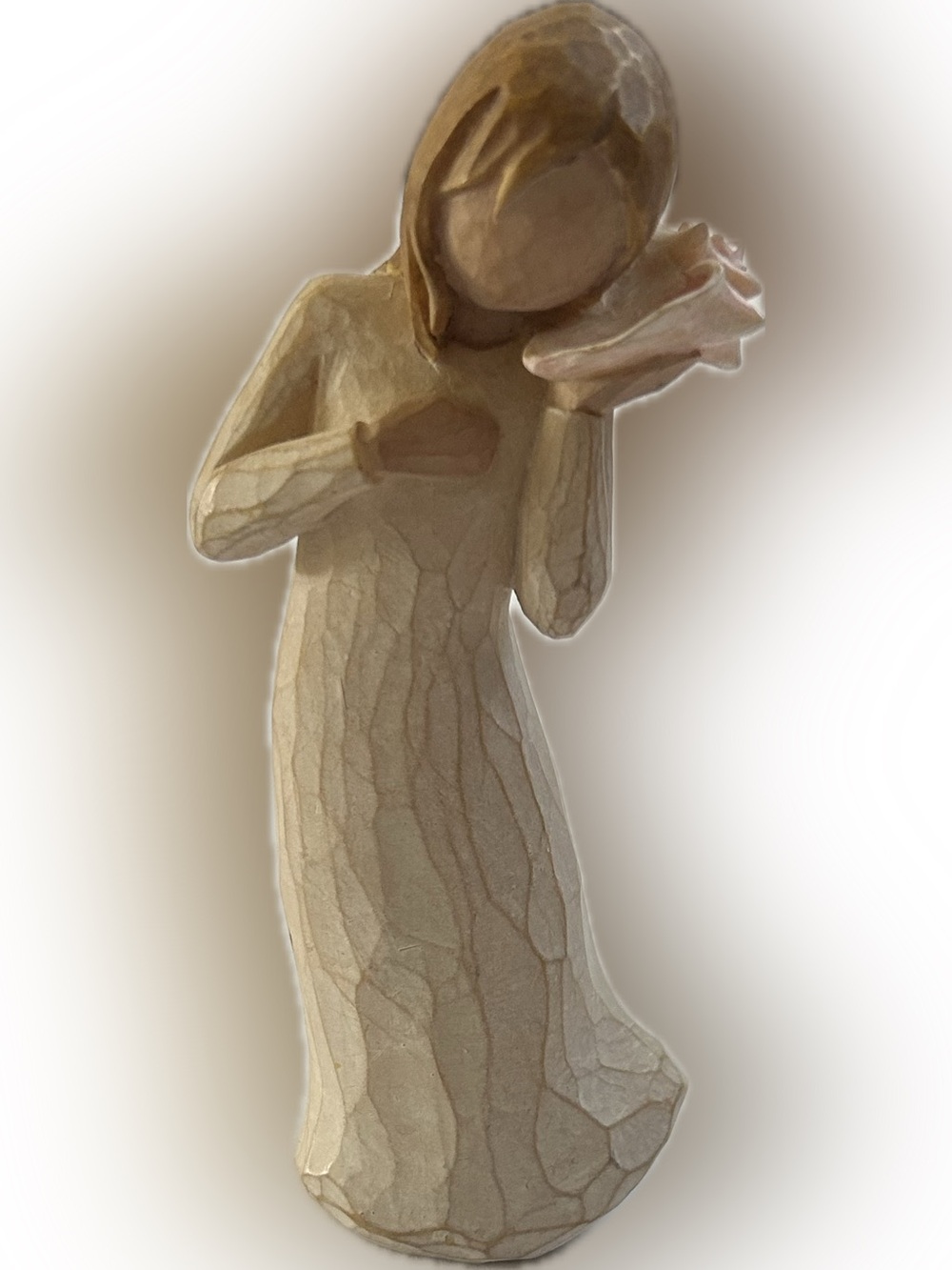 Willow Tree Beige Carved Figurine Holding Flower